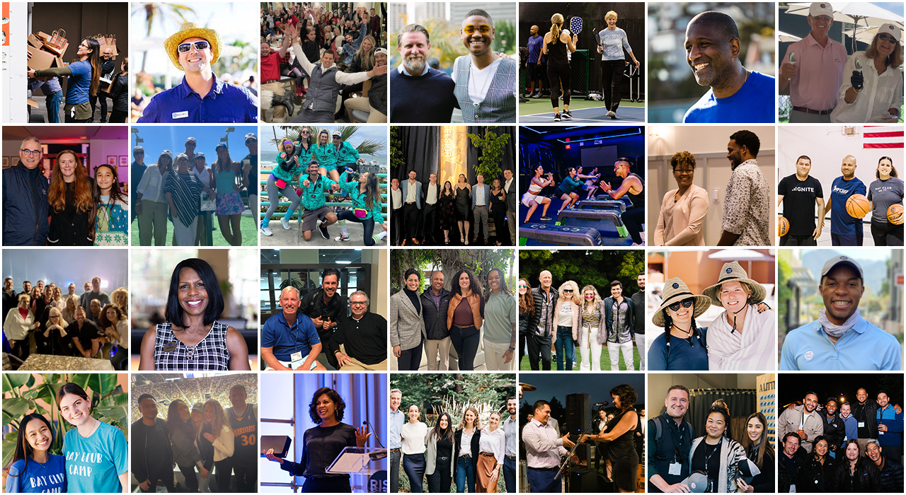 Grid of images of Bay Club employees enjoying the clubs